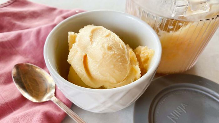 a bowl filled with frozen dessert