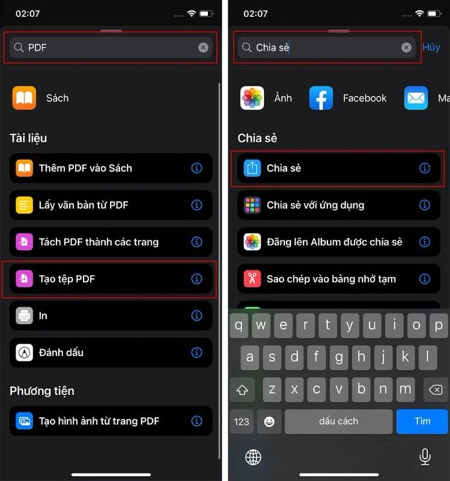 Sử dụng ứng dụng phím tắt để chuyển hình ảnh thành PDF.