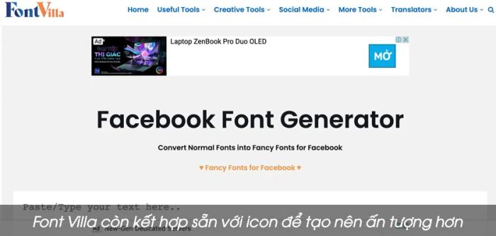 Chuyển đổi phông chữ ấn tượng trên Facebook với Font Villa