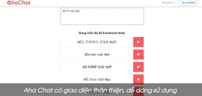 Công cụ đổi font chữ từ Aha Chat