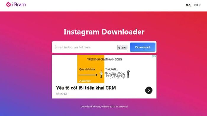Sử dụng igram.io