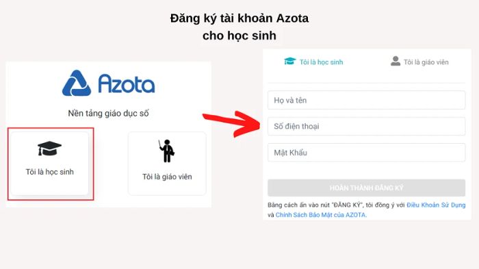 Hướng dẫn tải, đăng ký và đăng nhập Azota cho học sinh