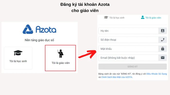 Hướng dẫn tải, đăng ký và đăng nhập phần mềm Azota dành cho giáo viên.