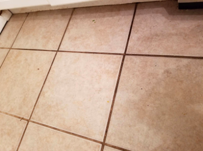 flooring with dark brown grout tiles