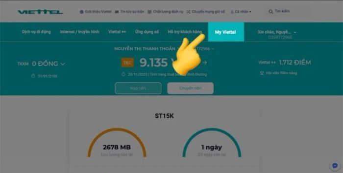 Hướng dẫn đăng nhập My Viettel trên máy tính: