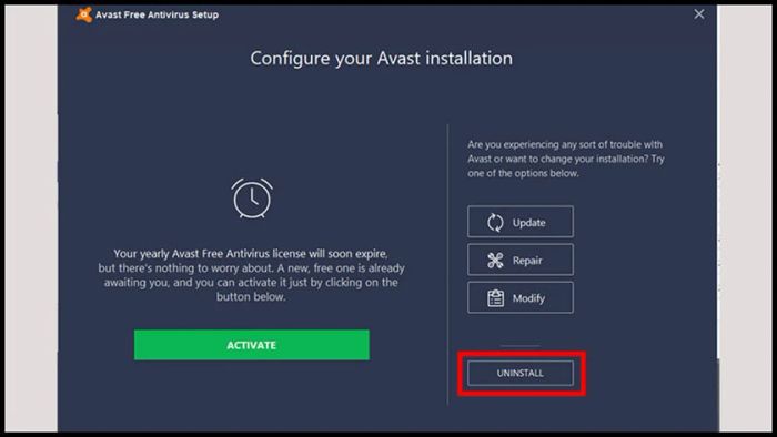 Hướng dẫn gỡ bỏ Avast Free Antivirus từ Control Panel trên máy tính