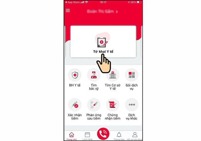 Trở về màn hình chính của ứng dụng