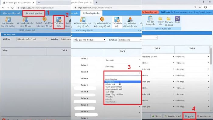 Hướng dẫn tạo lập kế hoạch giáo dục trên Gokids
