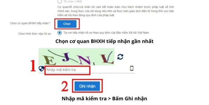 Nhập mã xác nhận và nhấn Ghi nhận