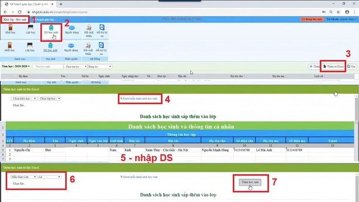 Hướng dẫn lập danh sách học sinh trên phần mềm Gokids
