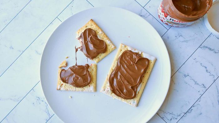 Pop-Tarts topped with Nutella spread.