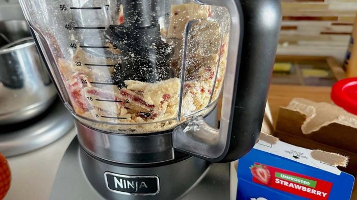 Pop-Tarts inside a food processor.
