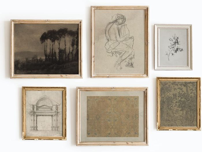 A collection of assorted framed artworks, including landscapes and sketches, ideal for those passionate about home decor.