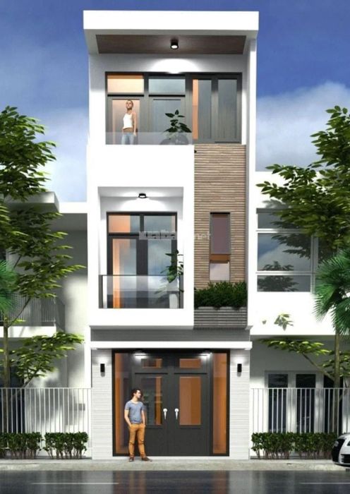 Nhà ống 3 tầng mái bằng với thiết kế hiện đại và tiện nghi.