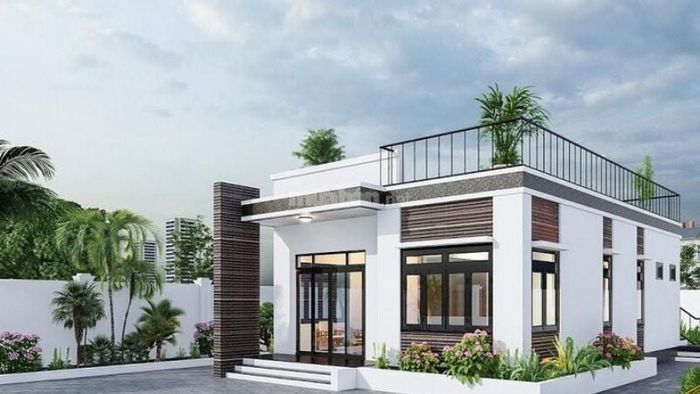Mẫu nhà ống 1 tầng 5x17m thiết kế sân thượng đẹp và hiện đại