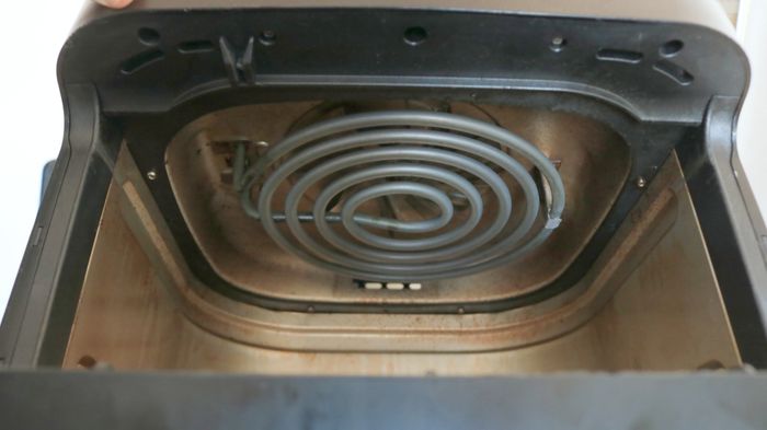 The interior of an Instant Vortex air fryer.