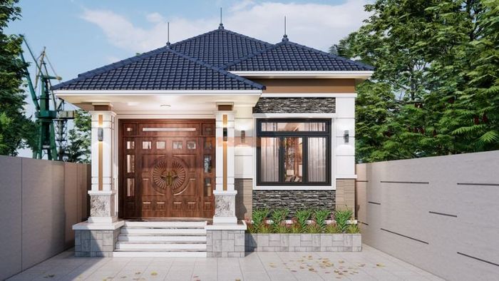 Mẫu nhà ống 1 tầng 5x17m với mái Nhật sang trọng