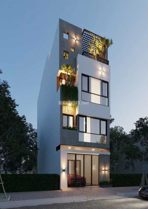 Việc kết hợp gara vào nhà ống sẽ mang lại sự tiện lợi tối đa cho gia đình sở hữu ô tô.