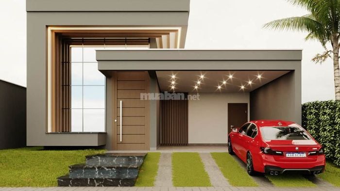 Mẫu nhà ống 1 tầng 5x17m có gara bảo vệ xe hiệu quả