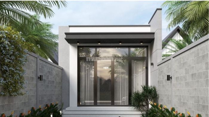 Mẫu nhà ống 1 tầng 5x17m kiểu mái bằng