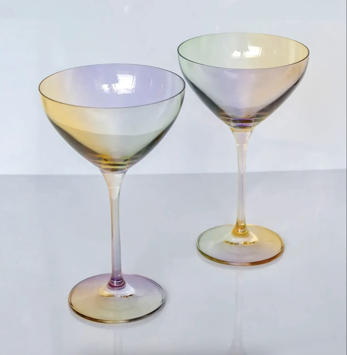 Two shimmering martini glasses