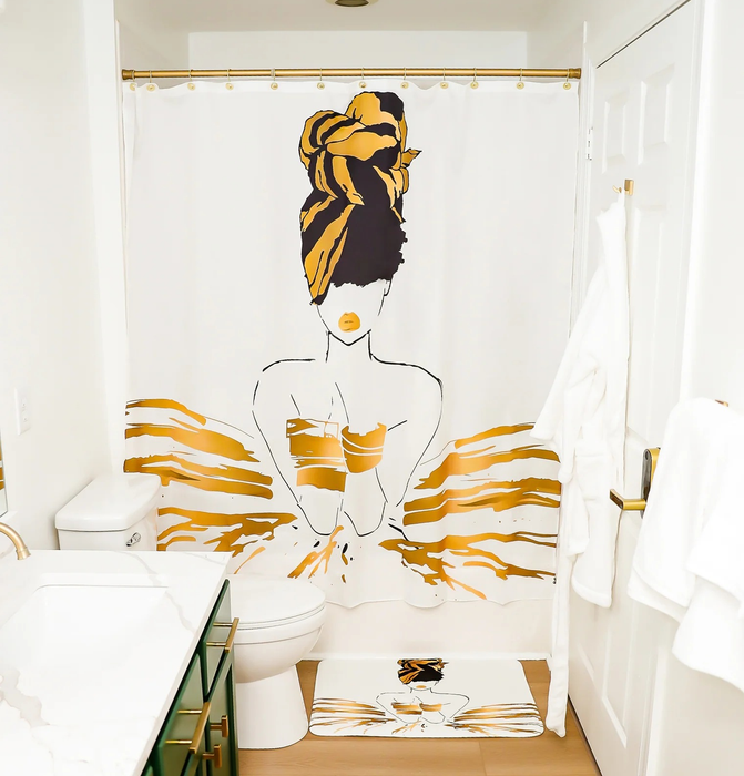 A stylish shower curtain