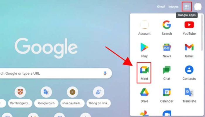 Khởi động Google Meet và bắt đầu cuộc họp ngay.