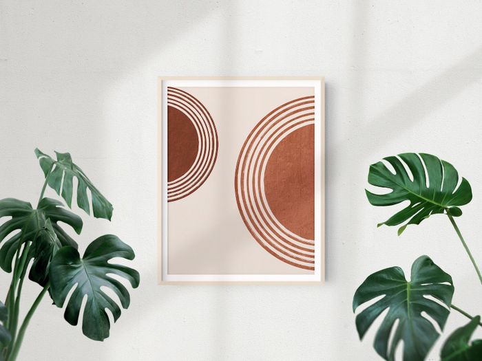 Abstract geometric artwork displayed on a wall