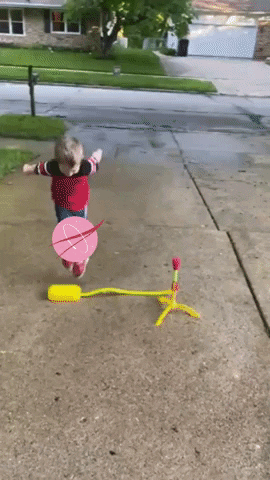 A reviewer's video of their child stomping on the base to launch the rocket