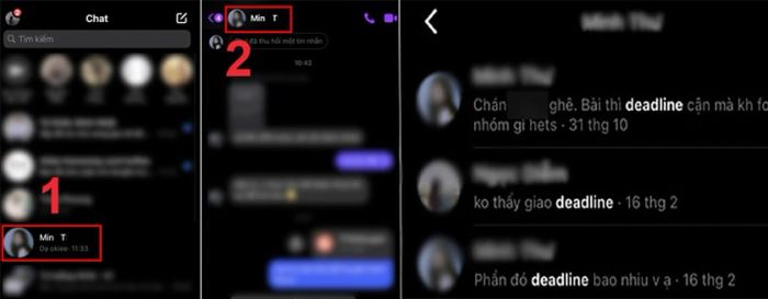 nhập từ khóa liên quan đến nội dung tin nhắn
