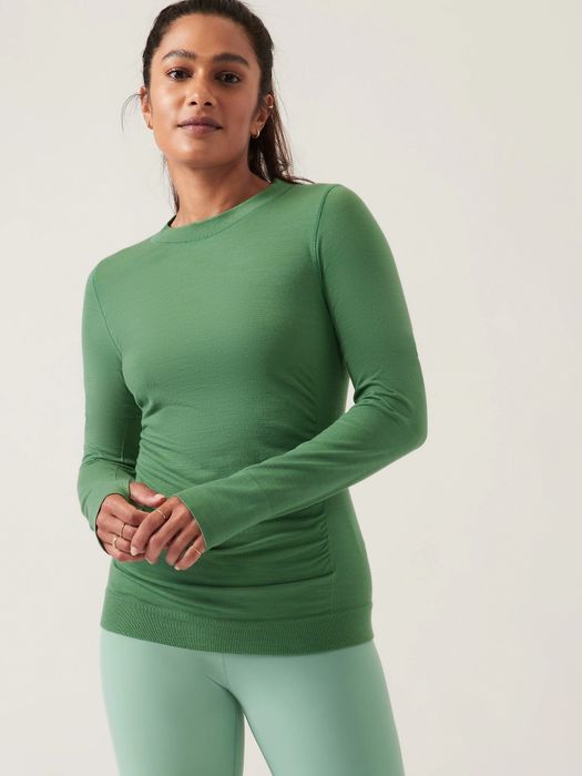 model wearing the vineyard green top