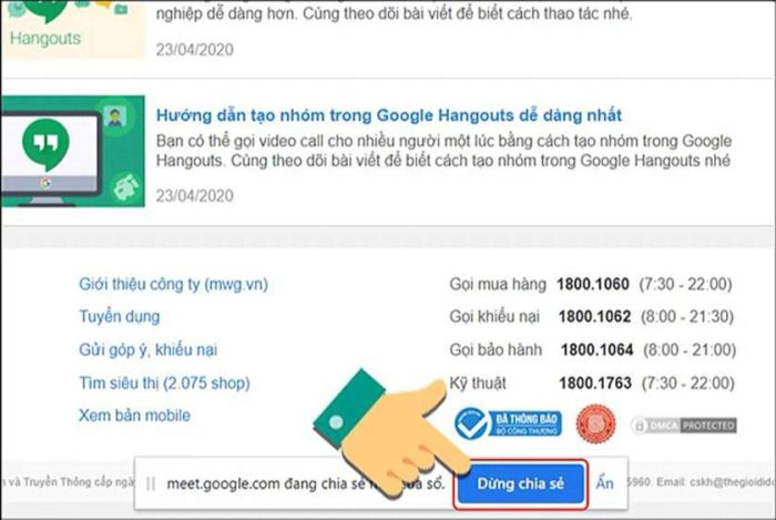 Chọn trang web bạn muốn chia sẻ và nhấn vào tùy chọn chia sẻ.