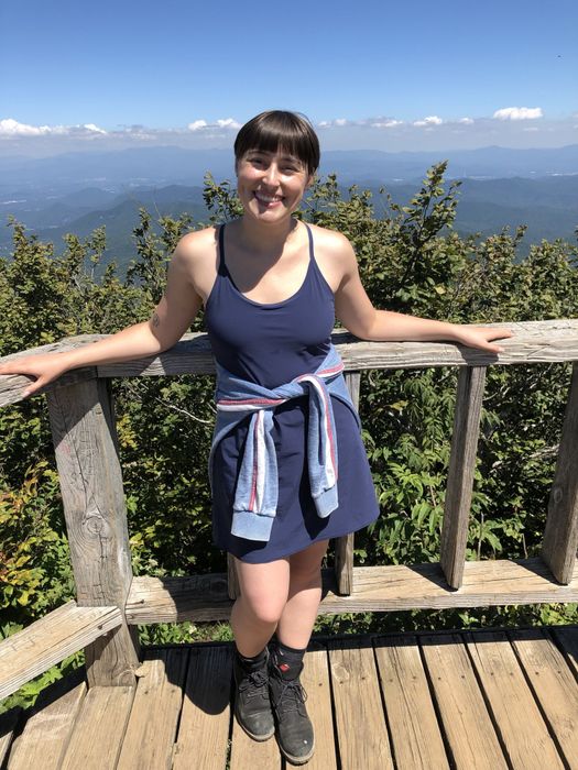 Another angle of Rachel in the dress