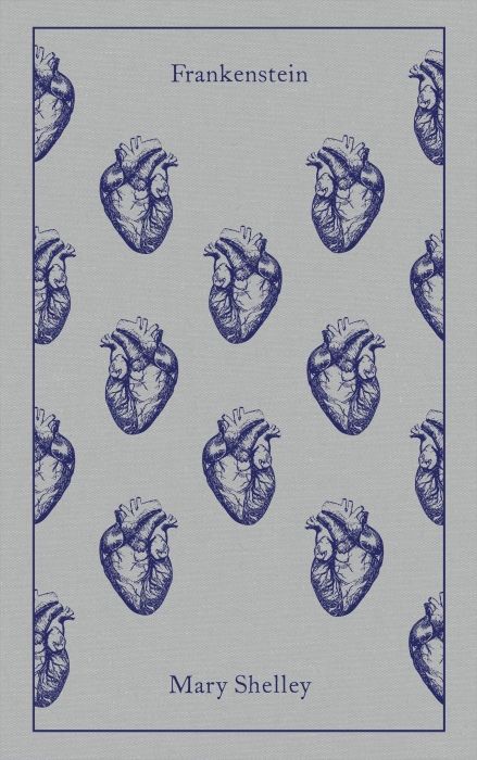 cover of Mary Shelley's <span>Frankenstein</span> adorned with heart designs