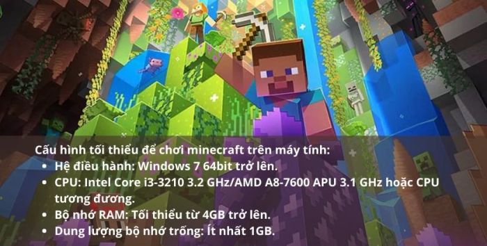 Cấu hình tối thiểu để chơi Minecraft miễn phí trên máy tính: