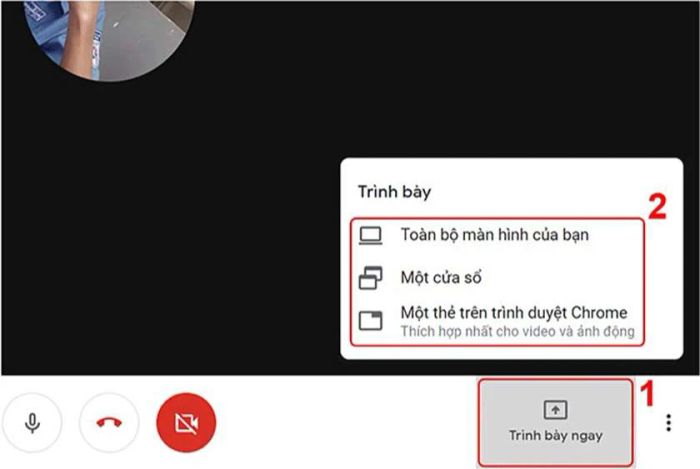 Hướng dẫn chia sẻ ứng dụng Google Meet qua màn hình
