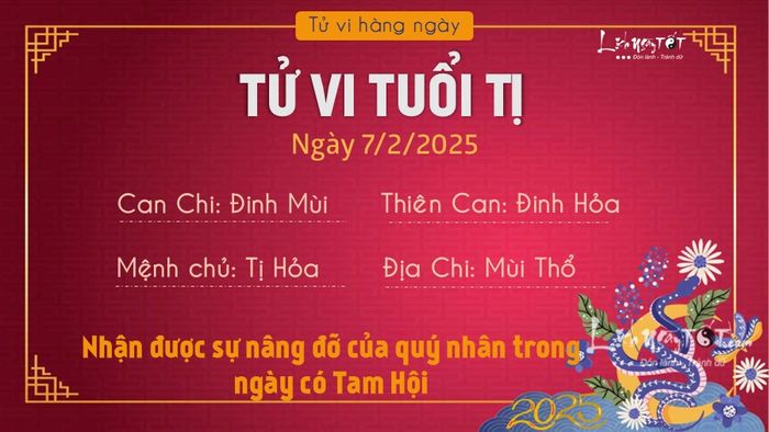 Tử vi hàng ngày 7/2/2025 của 12 con giáp - Tị