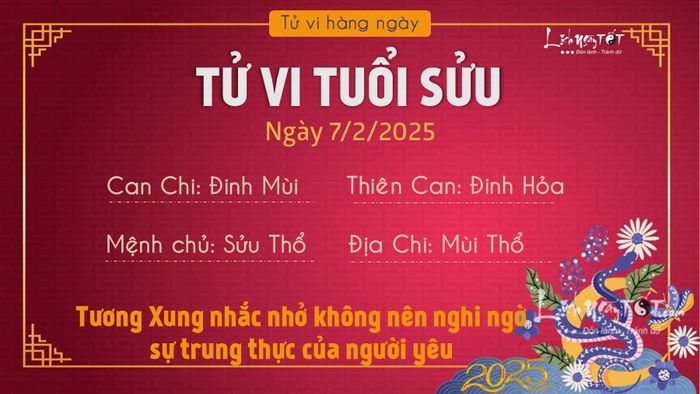 Tử vi hàng ngày 7/2/2025 của 12 con giáp - Sửu