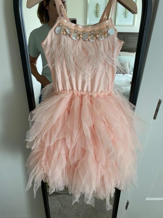 A photo from the reviewer displaying the dusty pink tutu dress.
