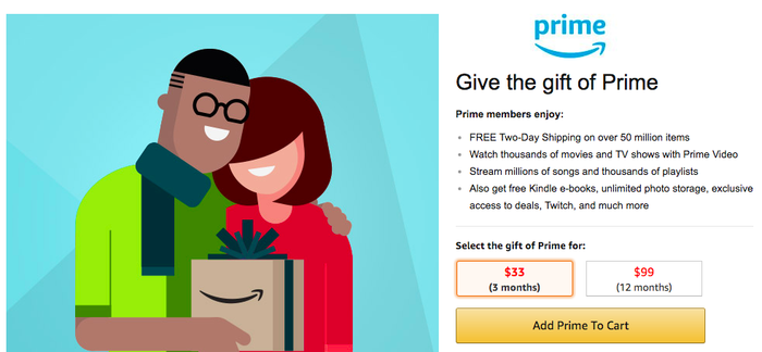 The Prime Membership banner.