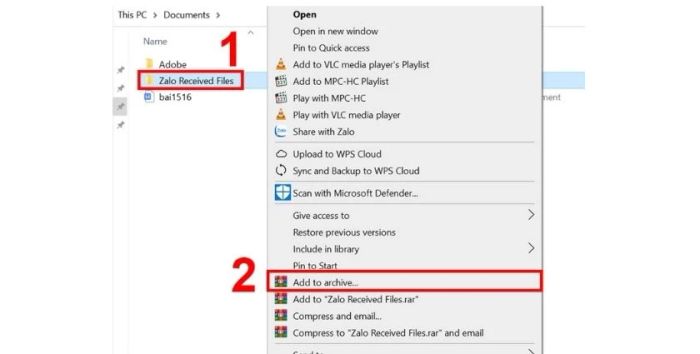 Sử dụng WinRAR để cài đặt mật khẩu cho folder