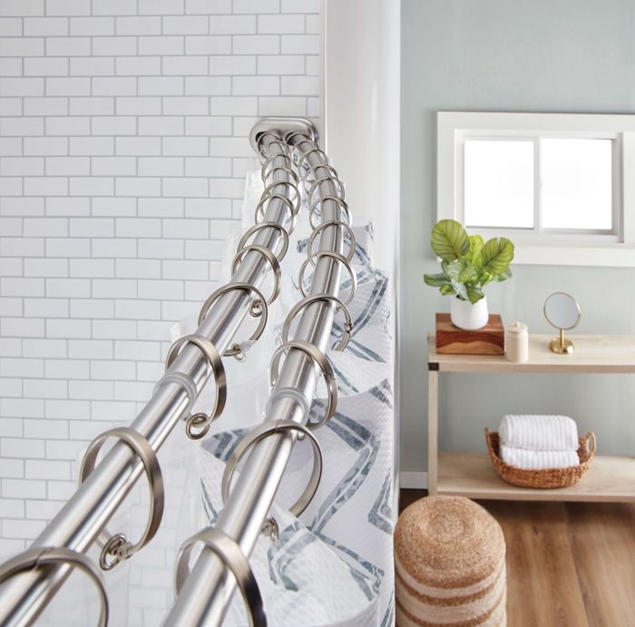 the dual-curved shower rod