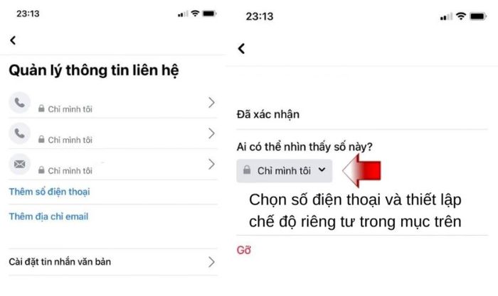 Chọn chế độ 'Chỉ mình tôi' để ẩn hoàn toàn thông tin liên lạc của bạn trên Facebook.