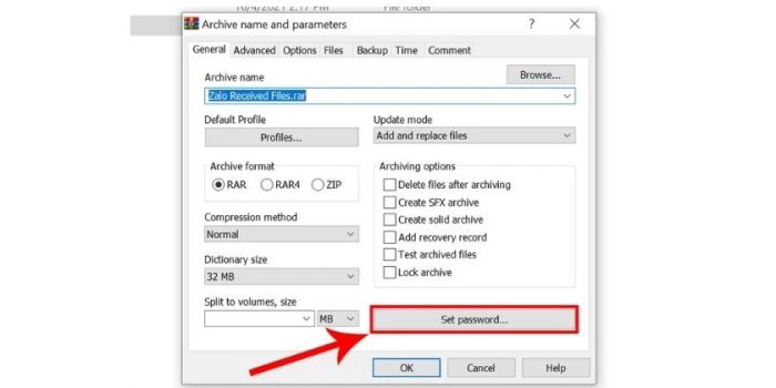 Sử dụng phần mềm WinRAR để bảo vệ folder bằng mật khẩu
