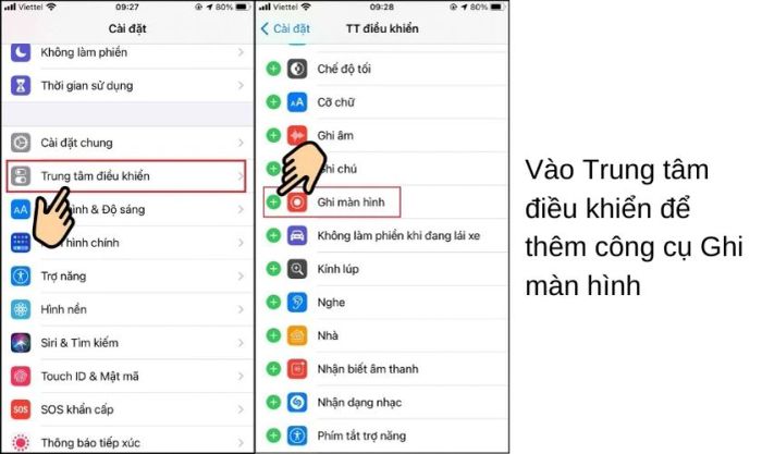 Bước 2: Kéo xuống và tìm công cụ Ghi màn hình, sau đó nhấn vào dấu cộng để thêm công cụ này vào Trung tâm điều khiển trên iPhone.