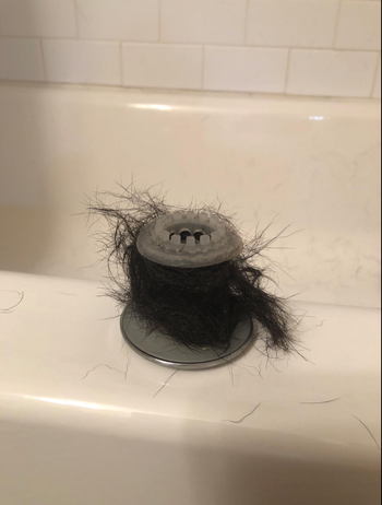 A TubShroom covered in hair.