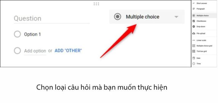 Tạo Google biểu mẫu với các loại câu hỏi