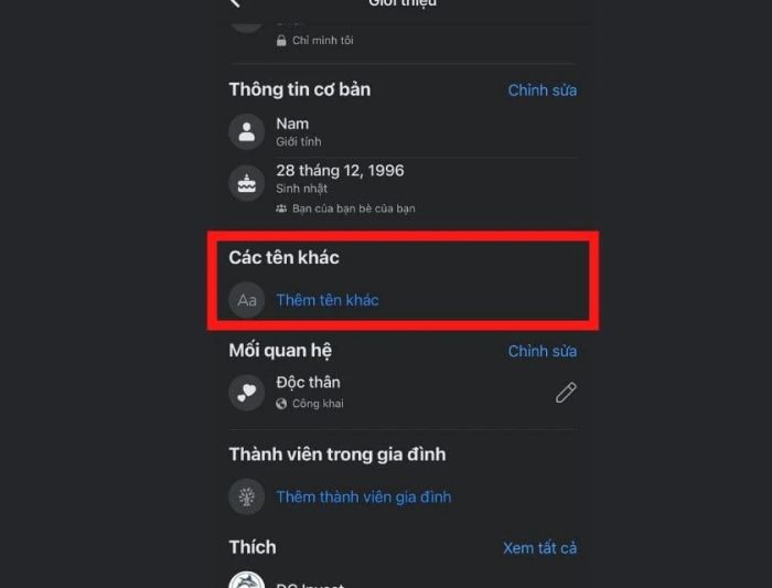 Thêm tên phụ vào mục