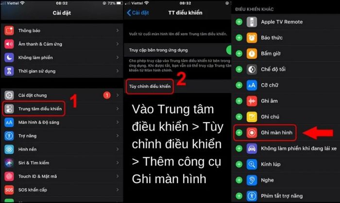Bước 1: Mở Cài đặt và chọn Trung tâm điều khiển → Tùy chỉnh điều khiển.