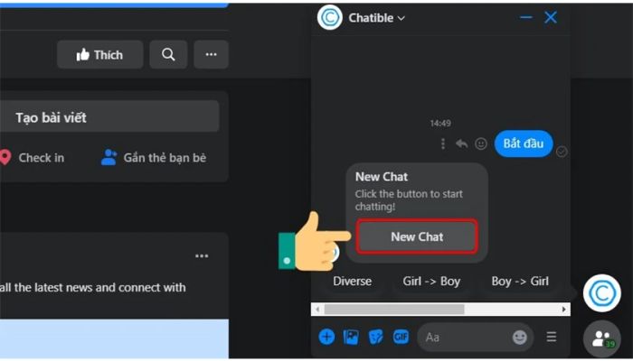 Cách dùng Chatible để trò chuyện với người lạ trên Messenger bằng máy tính